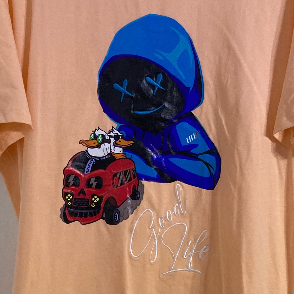Fifth Loop Peach Hooded Task Master Good Life Tee size Large